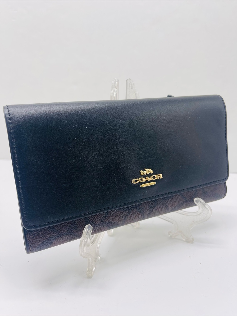 Coach Slim Trifold In Signature Canvas PVC Trifold Wallet IM/Brown/Black
NWT